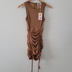 Tiger Mist Tan ruched thea dress NWT